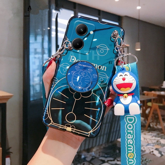 2022 Nuevo Funda Para Teléfono Realme 10 4G 5G Realme10 Pro + Moda Blu Ray Cute Doraemon Muñeca Soporte De Dibujos Animados Correa Del Cuello Cuerda Suave Realme10ProPlus