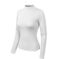 thumbnail image 3 of MixMatchy Women's Solid Tight Fit Lightweight Long Sleeves Mock Neck Top, 3 of 3