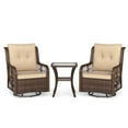 thumbnail image 1 of Gymax Set Of 3 Patio Furniture w/ 2-Tier Side Table & Cushions for Porch Brown, 1 of 4