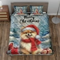 thumbnail image 2 of Merry Christmas Pomeranian Enjoys Woofmas Winter Xmas Holiday Quilt Bedding Set Pom Dog Lover Gifts 1 Blanket Bed Cover 2 Pillowcases - 02022, 2 of 5