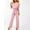 Pink, variant on GaThRRgYP Women's Plus Size Trousers,Women Short Sleeve Playsuit Clubwear Straight Leg Jumpsuit with Belt