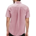 thumbnail image 2 of Men’s Cotton Casual Short Sleeve Classic Collared Plaid Button Up Dress Shirt (#4 Pink, 3XL), 2 of 3