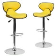 thumbnail image 2 of BizChair 2 Pack Contemporary Cozy Mid-Back Yellow Vinyl Adjustable Height Barstool with Chrome Base, 2 of 8