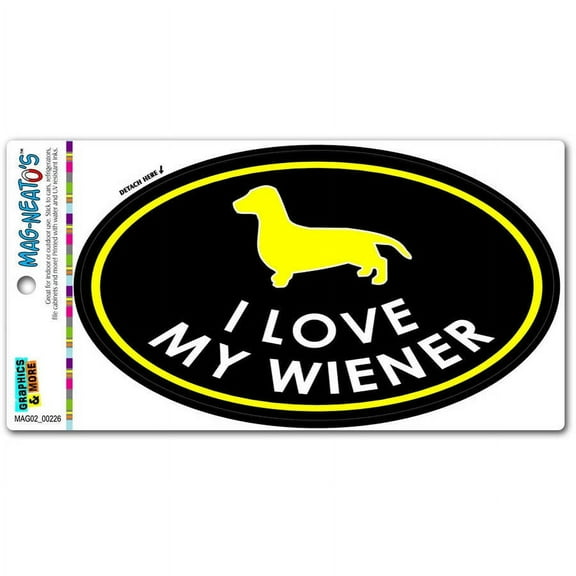 I Love My Wiener Dachshund Euro Oval Automotive Car Refrigerator Locker Vinyl Magnet