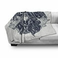 thumbnail image 3 of Ethnic Soft Flannel Fleece Throw Blanket, Woman Portrait with Occult Motifs Bird Blooming Rose Background, Cozy Plush for Indoor and Outdoor Use, 50" x 70", White and Dark Blue, by Ambesonne, 3 of 6