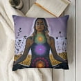 thumbnail image 3 of YINGXI  Meditating Woman in Lotus Pose Throw Pillow Cover Colorful 9 Chakras and Aura Glow Cozy Square Cushion Case for Men Women Boys Girls Room Home Decor 18x18in, 3 of 5