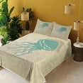 thumbnail image 3 of Ambesonne Jellyfish Fitted & Top Sheet Set with Shams, Beach Summer Ocean, Sand Brown Seafoam, 3 of 7