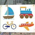thumbnail image 6 of 10pcs Vehicle Stencils Traffic System Drawing Painting Stencils 6×6inch Bicycle Sailboat Taxi Motorcycle Airplane Templates with Paint Brush Home Wall Decor School Project, 6 of 9