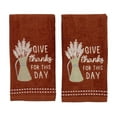 thumbnail image 4 of Serafina Home Autumn Fall Bath Fingertip Towels Bathroom Decor Farmhouse Harvest: Rust Dark Orange 100% Cotton Embroidered Give Thanks for This Day Wheat Bouquet with Stitched Border, 12" x 18", 2 Pc, 4 of 5