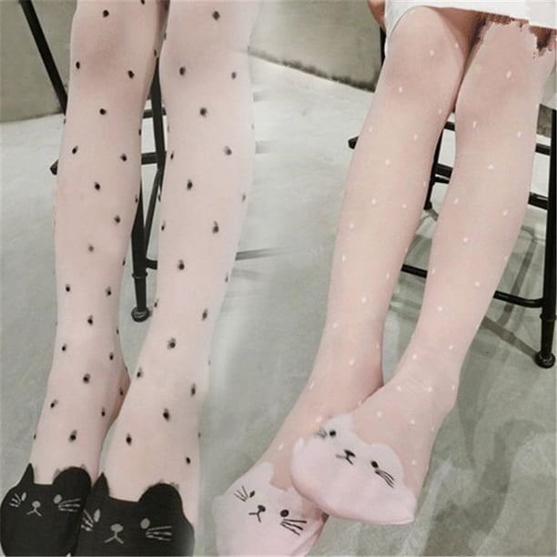 Cute cat girl tights children's sheer stockings for girls kids baby pantyhose cartoon characters thin tight 2019 summer 1-9Y5L 100 to 115cm He Qiyong unisex