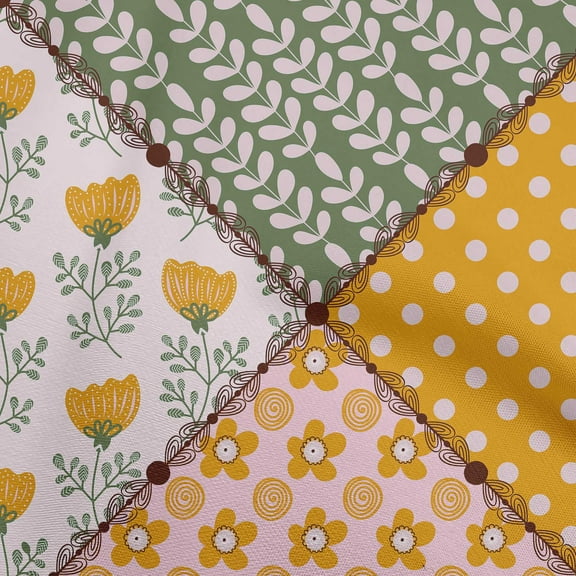 oneOone Cotton Poplin Twill Mustard Yellow Fabric Florals Sewing Craft Projects Fabric Prints By Yard 56 Inch Wide