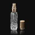 thumbnail image 1 of 4 minibotellas de vidrio rellenables con atomizador, vacías, con tapa de aluminio para perfume, aceite esencial, bizcocho, 2,3 x 2,3 x 9,3 cm, capacidad de 10 ml (0,34 fl. oz)., 1 of 1
