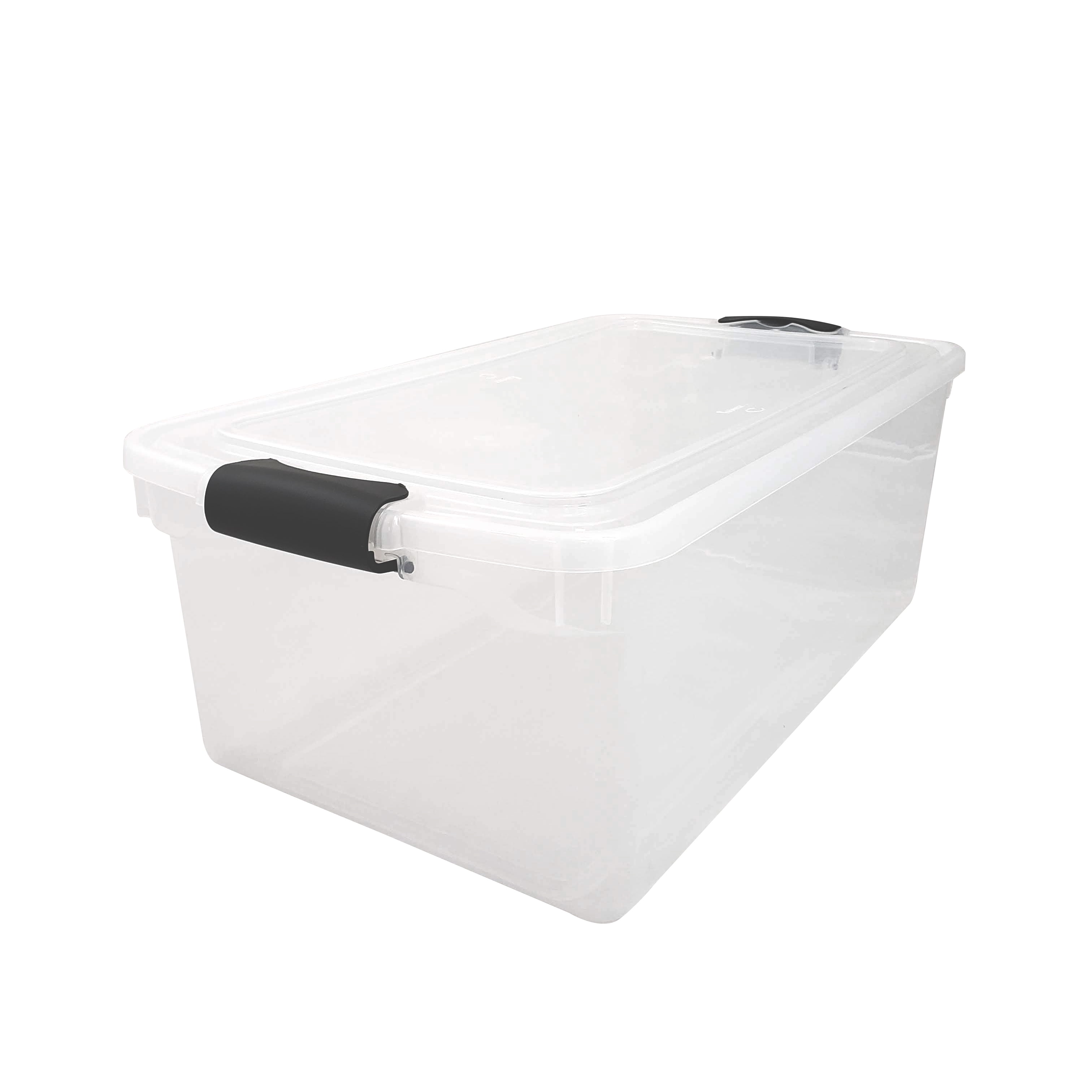 Homz 66 Qt Latching Plastic Storage Container Clear Blue Set Of 2 Walmart Com Walmart Com