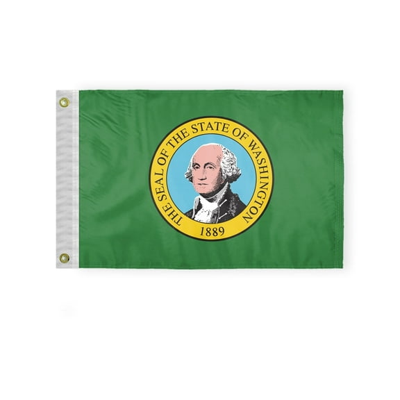 A.G.A.S Washington State 12" x 18" 200 Denier Nylon Outdoor Flag and Banner, Fade Proof Vivid Colors, Brass Grommets