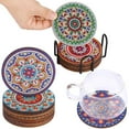 thumbnail image 4 of OUSITAID 16PCS  Painting Coasters Kit with Holder 4 Inch Rhinestone DIY  Drawing Mat Colorful Crystal Art Painting Cup Mandala Coaster Pad Crafts, 4 of 8
