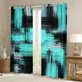 thumbnail image 2 of Manfei Modern Abstract Art Blackout Curtains Set of 2 (52x84 Each),Contemporary Brush Design Window Curtains,Cyan Black Curtains and Drapes For Girls,Breathable Home Decor, 2 of 6