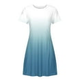 thumbnail image 3 of Patlollav 2025 Dresses for Womens Summer Gradient Color Double Pocket Short Sleeve Round Neck T-Shirt Dress, 3 of 6
