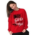 thumbnail image 3 of Indy Girls Like it Fast Funny Indiana Women Crewneck Sweatshirt Brisco Brands S, 3 of 6