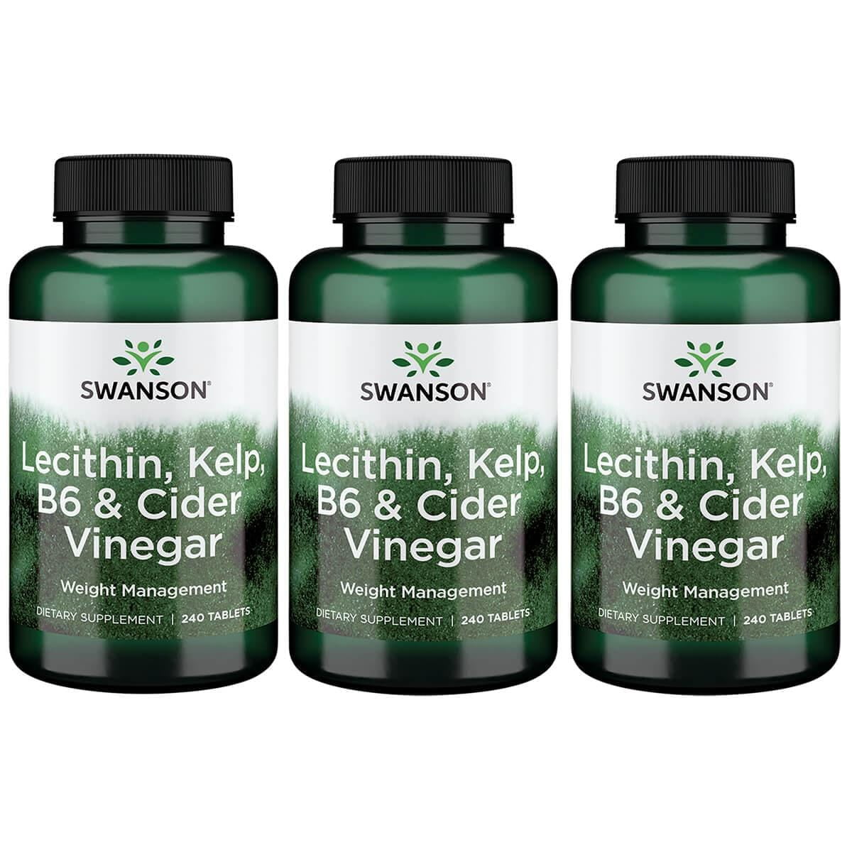 Swanson Lecithin, Kelp, B6, & Cider Vinegar 240 Tabs 3 Pack