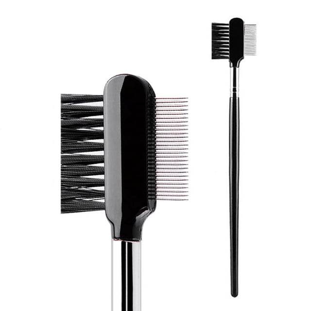 Peine de cejas doble con aguja de acero, herramienta de maquillaje para recortar cejas, cepillo de rímel de pestañas de doble propósito/peine de acero para pestañas