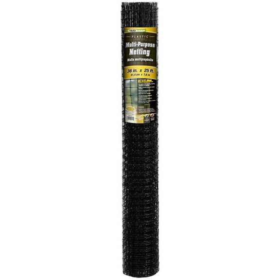 889522A 3/4" by 1" Mesh, 3 Foot by 25 Foot Black Plastic Multi-Purpose Netting Fence