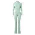 thumbnail image 5 of Valora Women Fashion Outfit Women’ s Trousers Suit Set for Two Piece Outfits Bodysuit Top Skinny Pants Tracksuit Casual Wear Mint Green M, 5 of 6