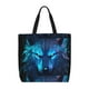 thumbnail image 1 of Fotbe Futuristic Blue Light Wolf Bolsa Tote con Estampado para Mujer, Bolsos con Cremallera, Bolsa de Hombro Casual de Gran Capacidad con Bolsillos Internos, 1 of 7