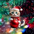 thumbnail image 3 of HomeDM 2Pcs Cute Cat Christmas Ornaments, Funny 2D Acrylic Xmas Tree Hanging Pendants Xmas Gifts for Cat Lovers Home Decor Ornament for Christmas Tree Wall Holiday Party, 3 of 3