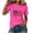 Hot Pink, variant on Womens 4th of July USA Flag Graphic T-Shirt, Patriotic Short Sleeve Crew Neck Tee