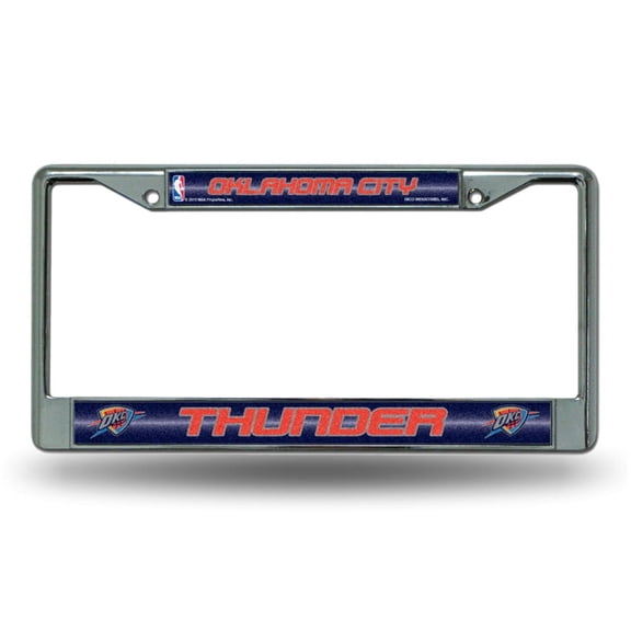 Oklahoma City-OKC-Basketball-Thunder - Sparkly Glitter Bling Look - Chrome License Plate Frame