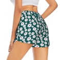 thumbnail image 3 of Vsdgher Daisies Flowers Print Women's Running Double Layer Shorts High Waisted with Pockets Elastic Yoga Workout Athletic Gym Sports, 3 of 8