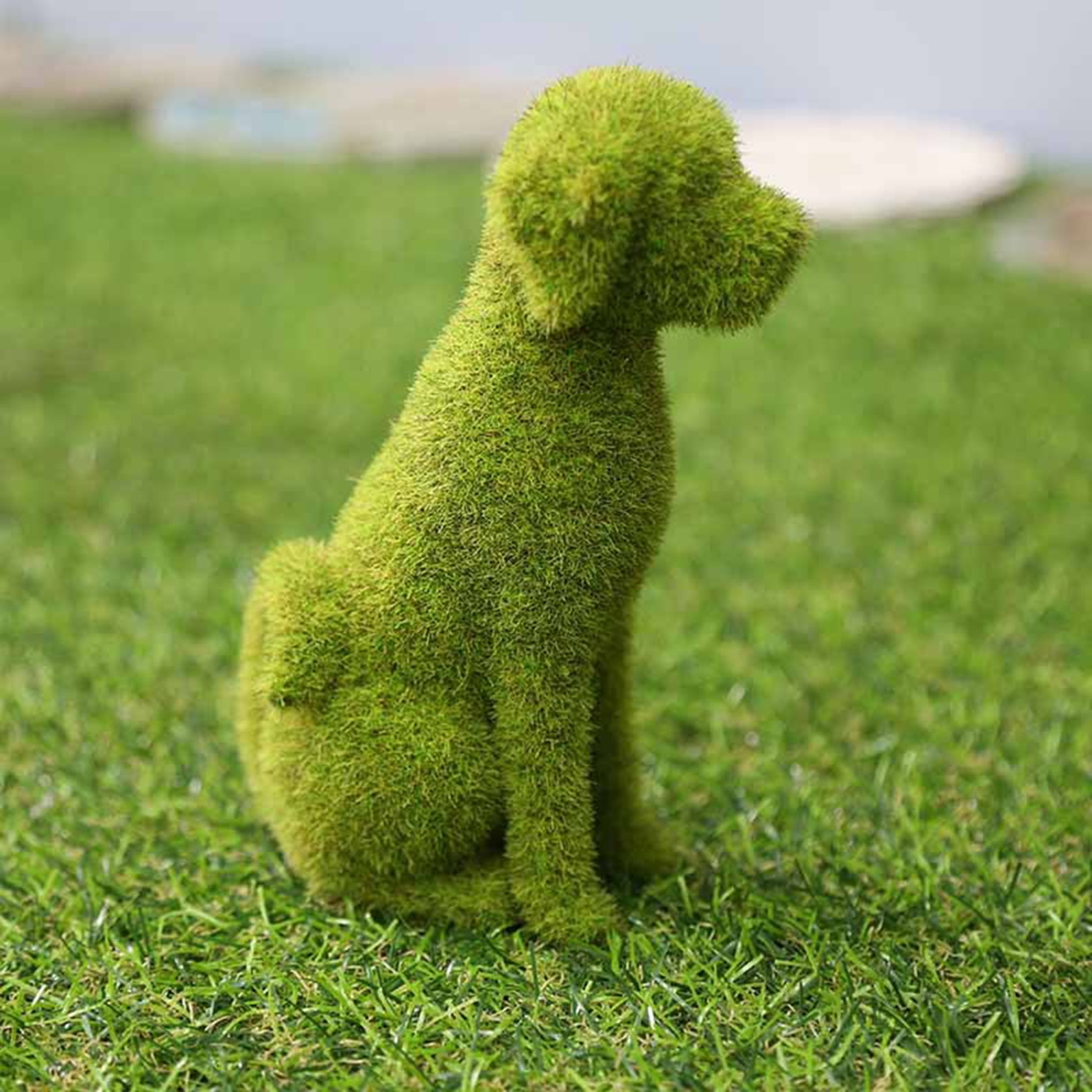 Mpeace Dog Shape DIY Artificial Grass Animal Resin Eye-catching Garden Turf  Grass Animal Office Decor 
