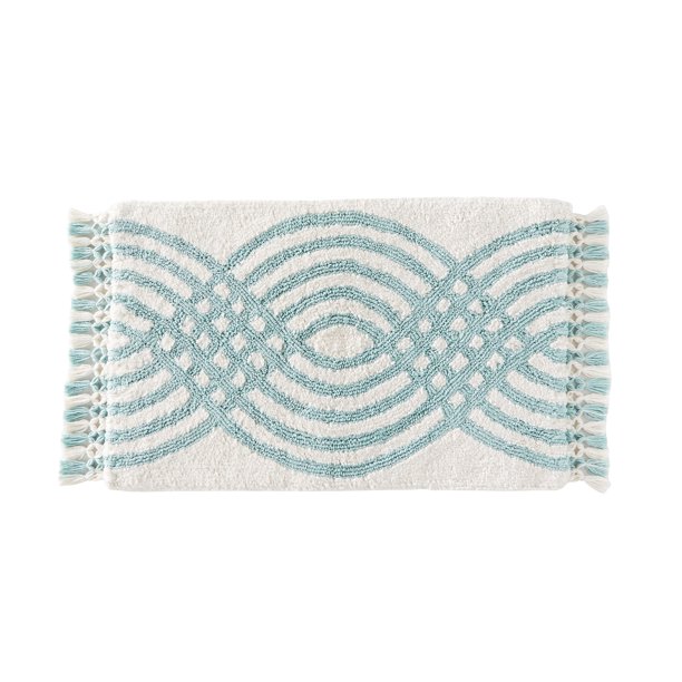 SKL Home Fringed Waves Bath Rug, 20" x 30", Aqua