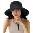thumbnail image 1 of Sombreros de sol para mujer, gorro de jardinería, ala ancha, cola de caballo, playa, protección solar, algodón transpirable, verano, con ala plegable, negro, 1 of 7