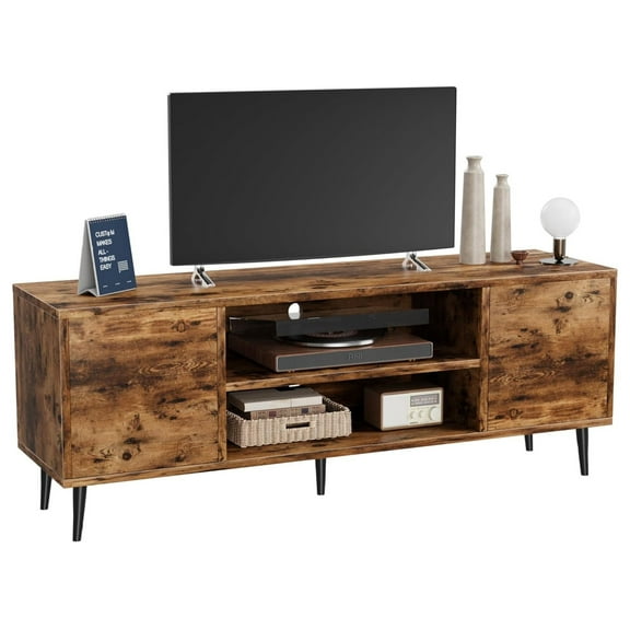 TV Stand, 58 Inch Entertainment Center with 2 Doors and 2 Storage Cabinets for TV up to 65 inch, TV Console Table for Living Room, Bedroom, Office (Vintage Brown)