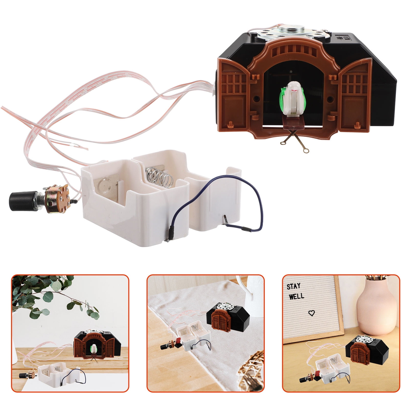 WORGEOUS 3pcs Timeless Cuckoo Clock Movement Retro Cuckoo Wall Clock Movement No Hook Charming Hourly Bird Chime Clock Movement Repair Part