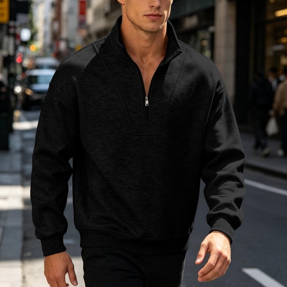 VgaVtl Long Sleeve Sweatshirts for Men Big and Tall Fall Winter Half Zipper Pullover Casual Mock Neck Golf Shirts for Men