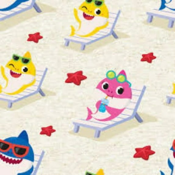 Handmade Sheets or Pillow Cover Baby Shark Tan