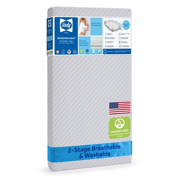 Sealy Refreshing Night Breathable 2-Stage Infant and Toddler Crib Mattress