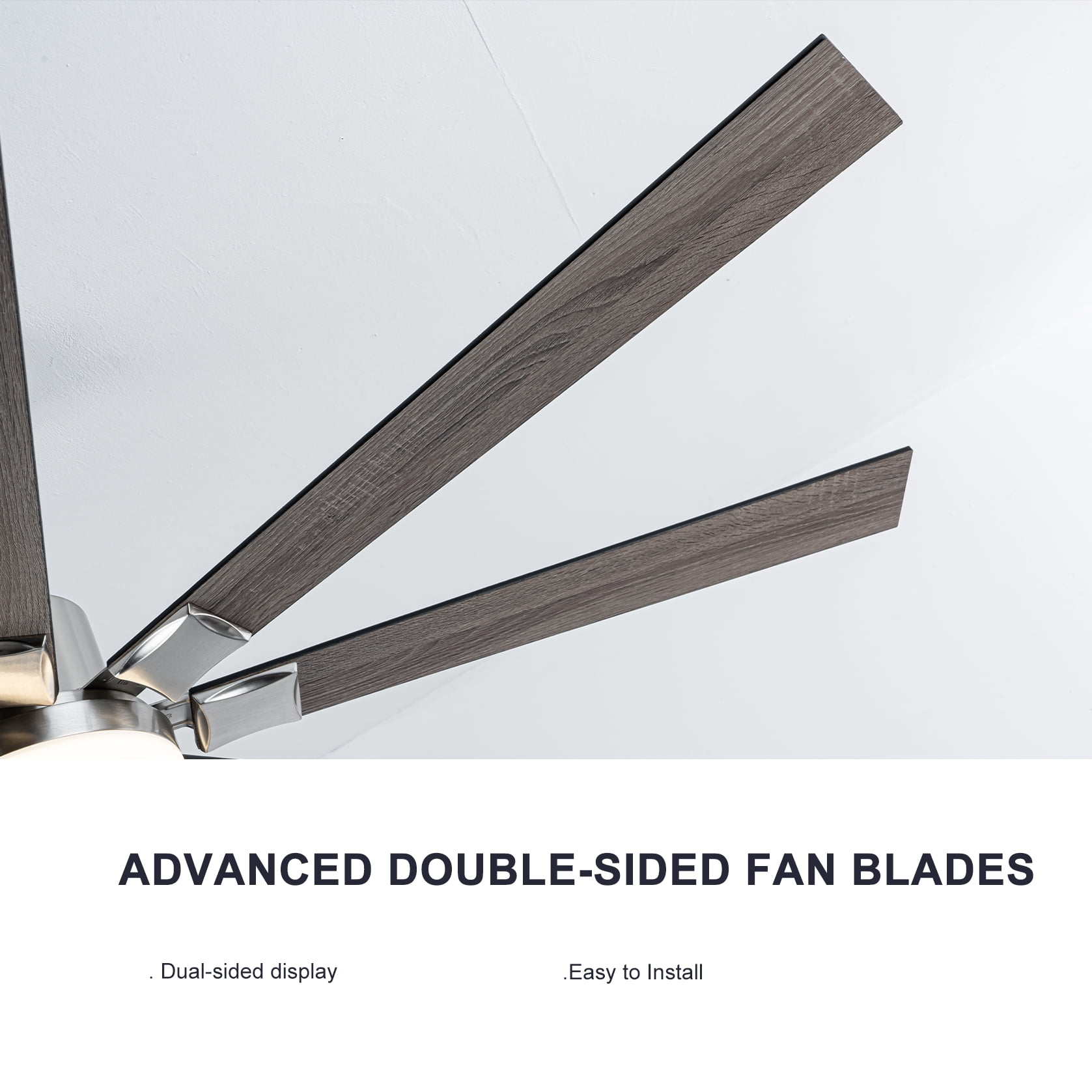 Mintazer 72 in Ceiling Fan with Lights and Remote, Modern Ceiling Fan with 6 Speed & 8 Blade for Farmhouse Bedroom Living Room Gazebo Patio, Silver