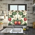 thumbnail image 4 of Yayeee Kitchen Curtains Tier Pair Light Filtering 27"x36" Rod Pocket Short Cafe Window Panel, Beige Strawberry, 4 of 7