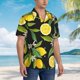 thumbnail image 3 of Balery Lemon Fruits Flowers Leaves Camisas hawaianas de manga corta para hombre, camisas playeras de corte holgado, camisas de vacaciones con botones,Medium, 3 of 7