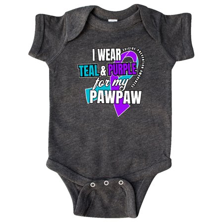 

Inktastic Suicide Prevention I Wear Teal and Purple for My Pawpaw Gift Baby Boy or Baby Girl Bodysuit