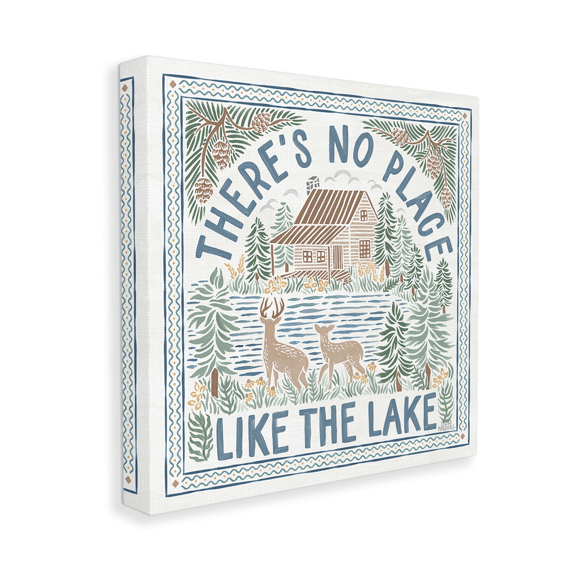 Stupell Industries No Place Like Lake Landscape Painting Gallery Wrapped Canvas Art Print Wall Art, 36 x 36
