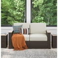thumbnail image 3 of Pemberly Row Contemporary Brown Rattan Loveseat, 3 of 7
