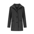 thumbnail image 4 of Hfyihgf Autumn Trench Coat for Women Elegant Slim Peacoat Turndown Collar Long Sleeve Button-Down Solid Outerwear Black L, 4 of 6