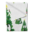 thumbnail image 2 of Christmas Soft Flannel Fleece Throw Blanket, Christmas Tree Cartoon with Star and Different Funny Face Expressions, Cozy Plush for Indoor and Outdoor Use, 50" x 60", Green Yellow White, by Ambesonne, 2 of 5