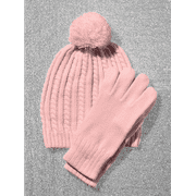 New York & company 2 Piece Cable Knit Hat & Glove Set - Cherry Blossom