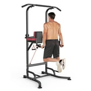 AQUVII Pull Up Rack Bar, 450 LBs Power Tower Dip Bar Station Dip Stand Multi-Function Home Strength Training Fitness Workout Station for Home Gym