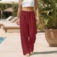 thumbnail image 5 of LIIPEE Women Plus Size Pants Casual Summer Linen Solid Color Elastic Drawstring Waist Pants With Pockets Ladies Loose Fit Wide Leg Pants Soft Breathable Comfortable Daily Trousers,,XXXXXL, 5 of 9